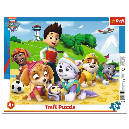 Trefl, Puzzle, Rahmenpuzzle mit Unterlage, 25 Teile, Paw Patrol auf der Rennstrecke, für Kinder ab 4 Jahren von Trefl