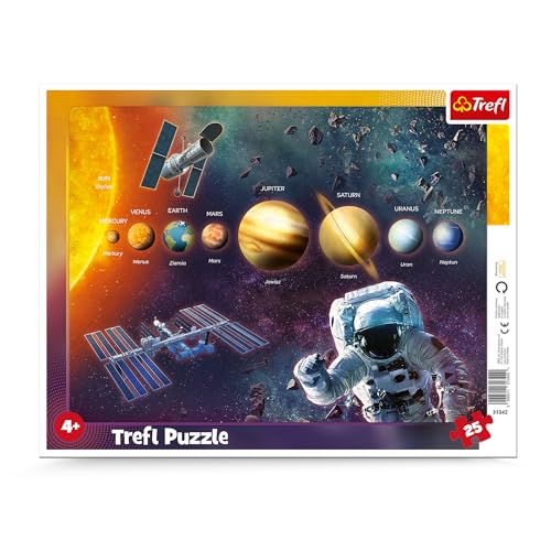 Trefl, Puzzle, Rahmenpuzzle mit Unterlage, 25 Teile, Sonnensystem, für Kinder ab 4 Jahren von Trefl