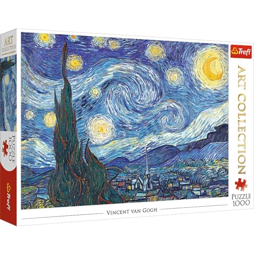 Trefl TR10560 Sternennacht, Vincent van Gogh Other License 1000 Teile, Art Collection, Premium Quality, für Erwachsene und Kinder ab 12 Jahren Puzzle, Farbig, Blau, Schwarz, Grün von Trefl