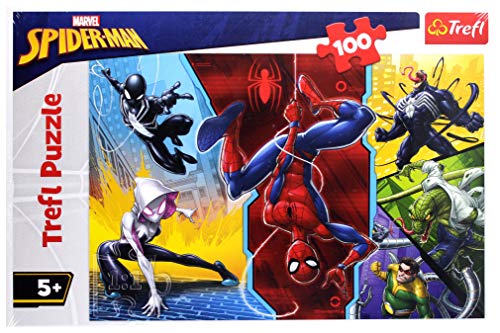 Trefl, Puzzle, Verkehrt herum, Marvel Spiderman, 100 Teile, für Kinder ab 5 Jahren von Trefl