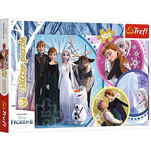 Trefl, Puzzle Glitter, Im Schein der Liebe, Disney Frozen II, 100 Teile, für Kinder ab 5 Jahren von Trefl