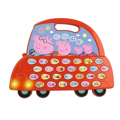 Trefl, VTech - Peppa Pig, Buchstabe Auto Peppy - Pädagogisches Elektronisches Spielzeug, Buchstaben und Ihre Aussprache, Spielen, Lernen mit den Helden Märchen Schweinchen Peppa, Spielzeug für Kinder von Trefl