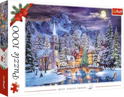 Trefl - Weihnachtsstimmung - Puzzle 1000 Elemente - Weihnachtspuzzle, Weihnachtszauber, Bergstädtchen, Winter, Klassisches Puzzle für Erwachsene und Kinder ab 12 Jahren von Trefl