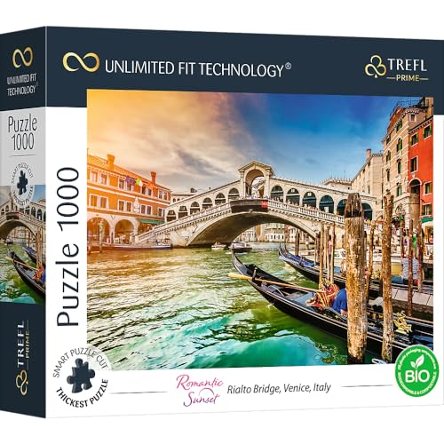 Trefl 10692 1000 Elemente, dickster Karton, Bio, Italien, Venedig, Sonnenuntergang, Unterhaltung für Erwachsene und Kinder ab 12 Jahren, Puzzle Romantic Sunset: Rialto Bridge, Venice, Italy von Trefl