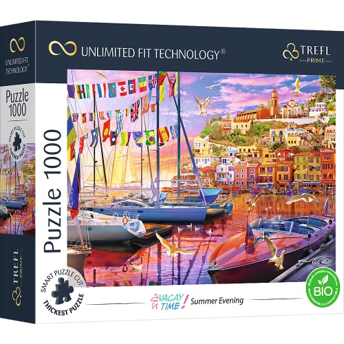 Trefl 10696 1000 Elemente, dickster Karton, Bio, ECO, Urlaub, Sommer, Yachten, Marina, Sonnenuntergang, Unterhaltung für Erwachsene und Kinder ab 12 Jahren, Puzzle Vacay Time: Summer Evening von Trefl