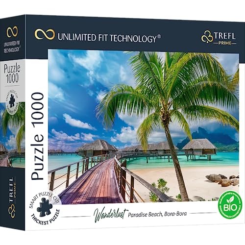 Trefl 10704 1000 Elemente, die dickste Pappe, Bio, ECO, Paradiesstrand, Urlaub, Palmen, Unterhaltung für Erwachsene und Kinder ab 12 Jahren, Puzzle Wanderlust: Paradise Beach, Bora Bora von Trefl