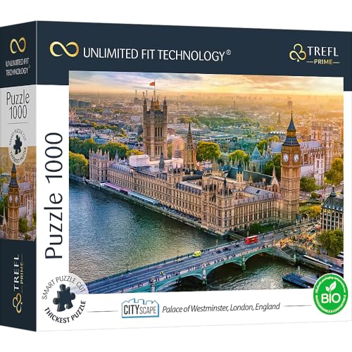 Trefl 10705 1000 Elemente, Dickster Karton, Bio, Unterhaltung für Erwachsene und Kinder ab 12 Jahren, Puzzle Cityscape: Palace of Westminster, London, England von Trefl