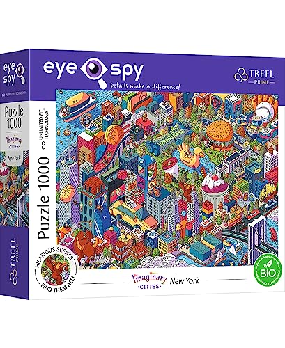 Trefl 10708 Elemente, überraschende Details, dickster Karton, Bio, EKO, kreative Unterhaltung für Erwachsene und Kinder ab 12 Jahren, Spy Puzzle Imaginary Cities: New York, USA, 1000 Elementów von Trefl