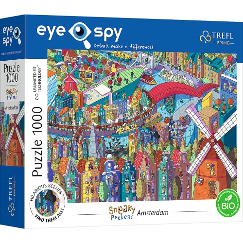 Trefl 10710 Elemente, überraschende Details, dickste Pappe, Bio, EKO, Unterhaltung für Erwachsene und Kinder ab 12 Jahren, Spy Sneaky Peakers Puzzle: Amsterdam, Niederlande, 1000 Elementów von Trefl