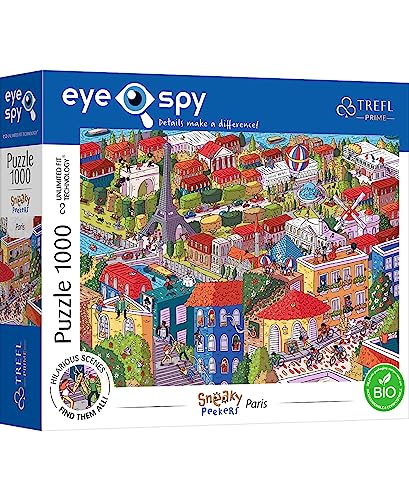 Trefl 10712 Elemente, überraschende Details, dickste Pappe, Bio, EKO, kreative Unterhaltung für Erwachsene und Kinder ab 12 Jahren, Spy Sneaky Peakers Puzzle: Paris, Frankreich, 1000 Elementów von Trefl