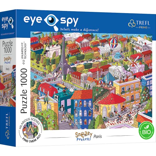 Trefl 10712 Elemente, überraschende Details, dickste Pappe, Bio, EKO, kreative Unterhaltung für Erwachsene und Kinder ab 12 Jahren, Spy Sneaky Peakers Puzzle: Paris, Frankreich, 1000 Elementów von Trefl