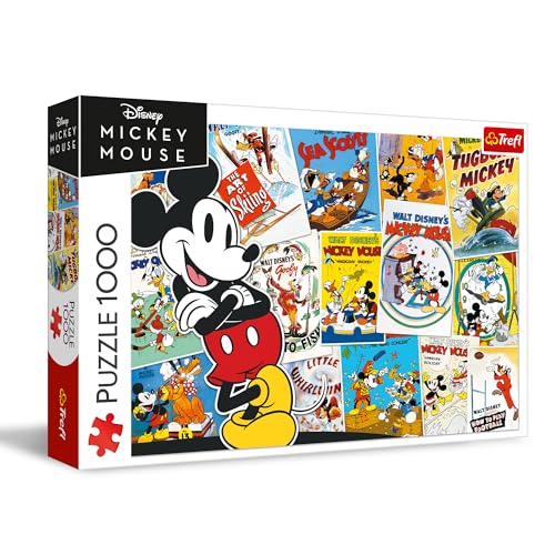 Trefl 10741, Mickey's World 1000 Elemente Disney Märchenfiguren, Retro Collage, Mickey Mouse, Klassisches Puzzle für Erwachsene und Kinder ab 12 Jahren, Mehrfarbig, One Size von Trefl