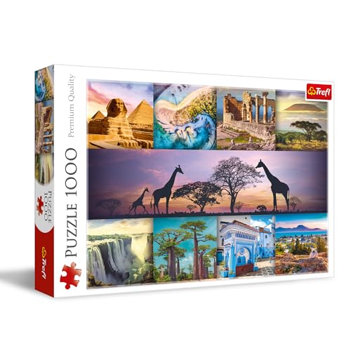 Trefl 10792 Klassisches Puzzle für Erwachsene und Kinder ab 12 Jahren DIY-Spiel mit Symbolen des Afrikanischen Kontinents Collage: Afrika 1000 Elemente, Mehrfarbig von Trefl