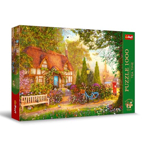 Trefl Premium Plus Quality - Puzzle Tea Time: Häuschen mit Strohdach - 1000 Elemente, Serie Gemalter Nostalgischer Bilder, Ideale Anpassung der Teile, für Erwachsene und Kinder ab 12 Jahren von Trefl