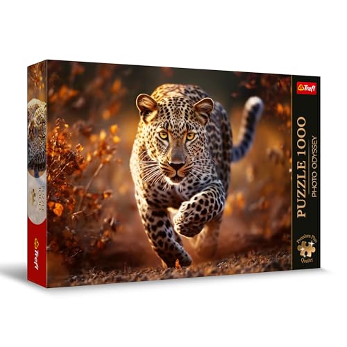 Trefl Premium Plus Quality - Puzzle Photo Odyssey: Wilder Leopard - 1000 Elemente, Einzigartige Fotoserie, Ideale Anpassung der Teile, für Erwachsene und Kinder ab 12 Jahren von Trefl