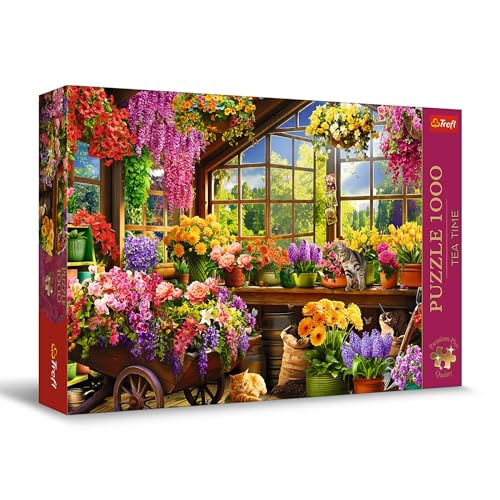 Trefl 10840 Puzzle Tea Time: Vorbereitungen auf den Frühling-1000 Elemente, Serie Gemalter Nostalgischer Bilder, Ideale Anpassung der Teile, für Erwachsene und Kinder ab 12 Jahren, Mehrfarbig von Trefl