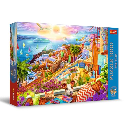 Trefl Premium Plus Quality - Puzzle Tea Time: Mit Besuch auf Santorini - 1000 Elemente, Serie Gemalter Nostalgischer Bilder, Ideale Anpassung der Teile, für Erwachsene und Kinder ab 12 Jahren von Trefl