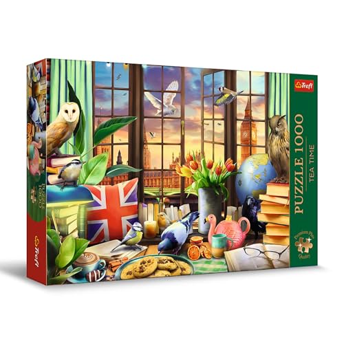 Trefl 10847 Puzzle Tea Time: Alles was britisch ist-1000 Elemente, Serie Gemalter Nostalgischer Bilder, Ideale Anpassung der Teile, für Erwachsene und Kinder ab 12 Jahren, Mehrfarbig von Trefl