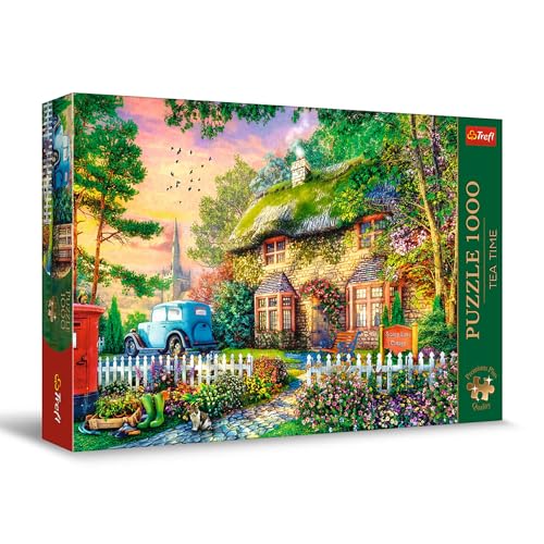 Trefl Premium Plus Quality - Puzzle Tea Time: Häuschen Stoney Lane - 1000 Elemente, Serie Gemalter Nostalgischer Bilder, Ideale Anpassung der Teile, für Erwachsene und Kinder ab 12 Jahren von Trefl