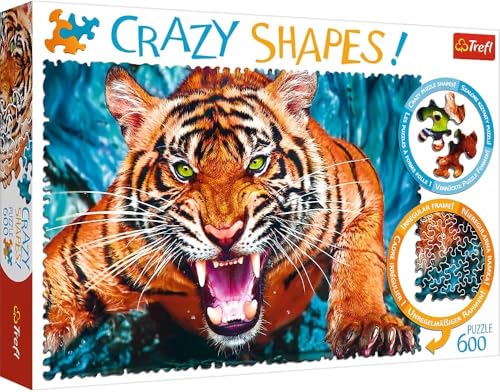 Trefl TR11110 Auge mit einem Tiger 600 Teile, Crazy Shapes, Premium Quality, für Erwachsene und Kinder ab 10 Jahren Puzzle, Farbig von Trefl