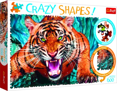 Trefl TR11110 Auge mit einem Tiger 600 Teile, Crazy Shapes, Premium Quality, für Erwachsene und Kinder ab 10 Jahren Puzzle, Farbig von Trefl