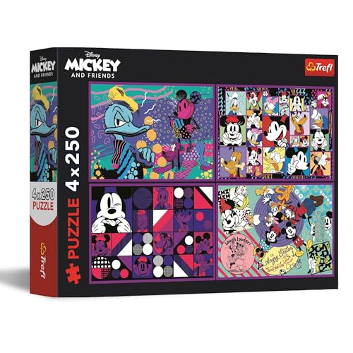 Trefl – Puzzle 4in1: Disney, Mickey Mouse Adventure Series - 4 x 250 Teile - Set mit Vier Puzzles für Teenager von Trefl