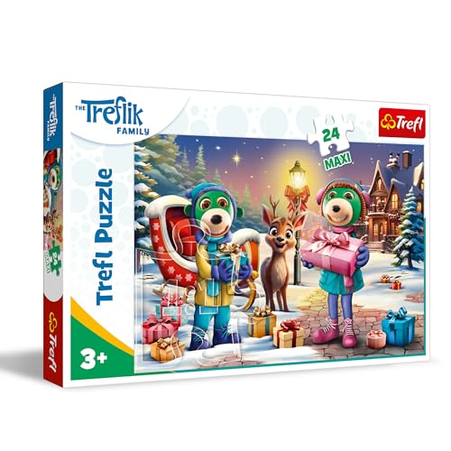 Trefl – The Treflik Family, Winterzeit mit Trefliks – Puzzle 24 Maxi – 24 Große Teile, Weihnachtspuzzle Helden der Fernsehserie, Kreative Unterhaltung, Spiel für Kinder ab 3 Jahren von Trefl