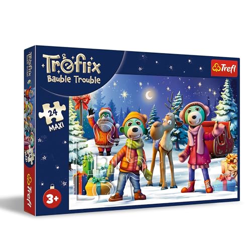 Trefl 14375 Trefliki Familie The Family, Die Trefliks Bauen einen Schneemann-Puzzle 24 Maxi-24 Große Elemente, Kreative Unterhaltung, für Kinder ab 3 Jahren, Mehrfarbig von Trefl