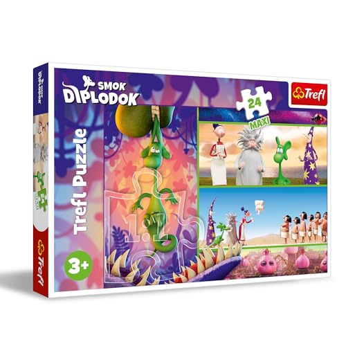 Trefl 14376, Neugieriger Diplodocus Drache-Puzzle 24 Maxi-24 Große Elemente, Kreative Unterhaltung, für Kinder ab 3 Jahren, Mehrfabrig von Trefl