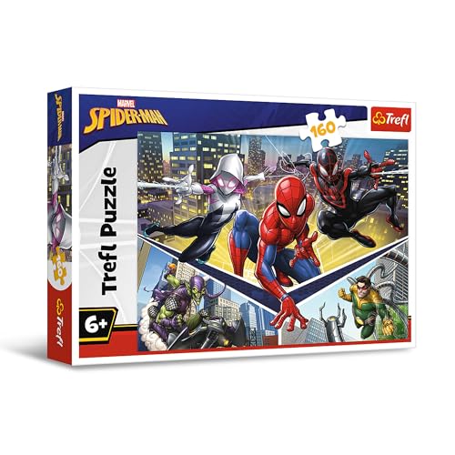 Trefl 15422 Spider Spiderman Marvel, Kraft Manns 160 Elemente-Buntes Puzzle mit Helden der Fernsehserie, Kreative Unterhaltung, Spiel für Kinder ab 6 Jahren, Mehrfarbig von Trefl