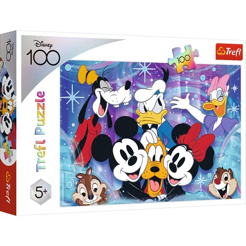 Trefl - Disney, in Disney Welt ist es Lustig - 100 Teile Puzzle - Bunte Puzzles mit Märchenfiguren, Mickey Mouse, Pluto, Donald Duck, Kreative Unterhaltung, Spaß für Kinder ab 5 Jahren von Trefl