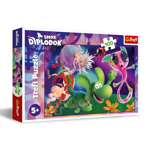 Trefl 16486 Drache Diplodok Diplodocus Freunde-100 Teile Puzzle-EIN Weihnachtspuzzle mit Märchenfiguren, für Kinder ab 5 Jahren, Mehrfarbig von Trefl