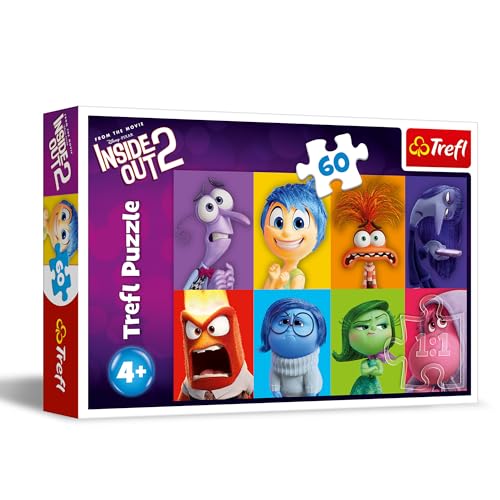 Trefl 17397 Inside Out 2, Emotionen erkennen 60 Teile-Buntes Puzzle mit Helden der Fernsehserie, Kreative Unterhaltung, Spiel für Kinder ab 4, Mehrfarben von Trefl