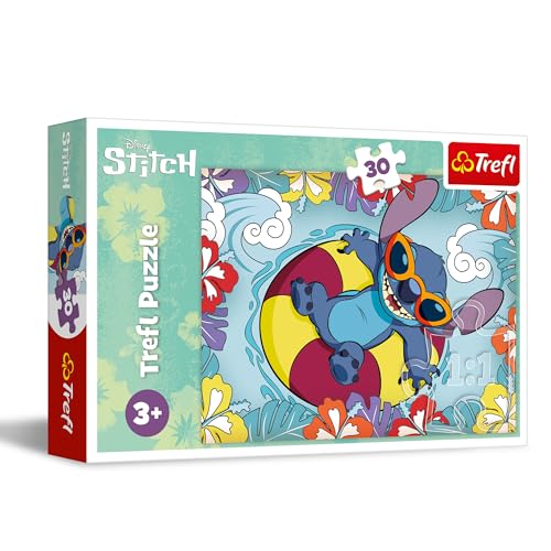 Trefl 18305 Lilo und Stich Stitch in den Ferien 30 Elemente-Buntes Puzzle mit Helden der Fernsehserie, Kreative Unterhaltung, Spiel für Kinder ab 3 Jahren, Mehrfarbig von Trefl