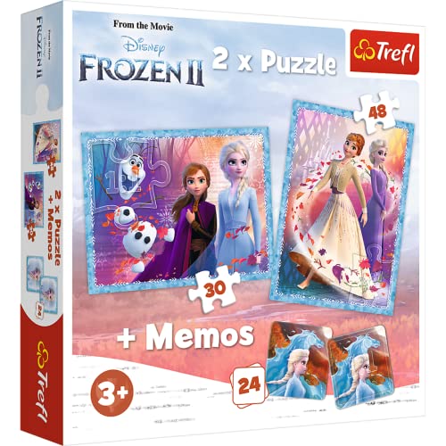 Trefl TR90814 Geheimnisvolles Land, Disney Frozen 2 2 x Puzzle + memos, für Kinder ab 3 Jahren Puzzlebox, Mehrfarbig, 0 von Trefl