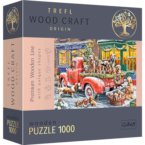 Trefl - Holzpuzzle: Die Helfer des Weihnachtsmanns - 1000 Elemente, Wood Craft, Holzhandwerk, unregelmäßige Formen, 100 Weihnachtsfiguren, Premium Modern Jigsaw Puzzle, DIY, holzpuzzle Erwachsene von Trefl