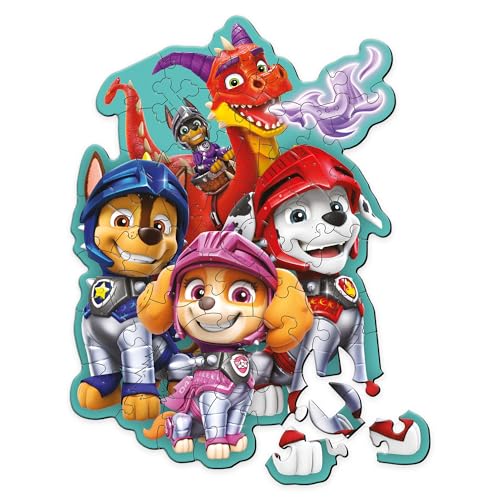 Trefl - Holzpuzzle: Paw Patrol, Die Abenteuer mit Paw Patrol - 50 Teile, Formen-Puzzle Wooden Puzzle, Unregelmäßige Formen, 10 Figuren, für Kinder ab 5 Jahren von Trefl