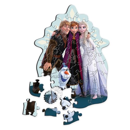 Trefl 20283 Princess Holzpuzzle: Frozen, Lieblings Eiskönigin-50 Teile, Wooden Puzzle, Unregelmäßige Formen, 10 Figuren, für Kinder ab 5 Jahren, Mehrfarbig von Trefl