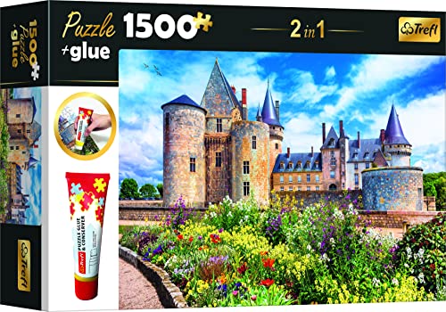 Trefl 26183 Puzzle 1500 Teile, Kleber und Konservierungsmittel, Elemente anordnen und kombinieren, kreative Unterhaltung, für Erwachsene und Kinder ab 12 Jahren Set 2in1, Schloss im Loiretal von Trefl