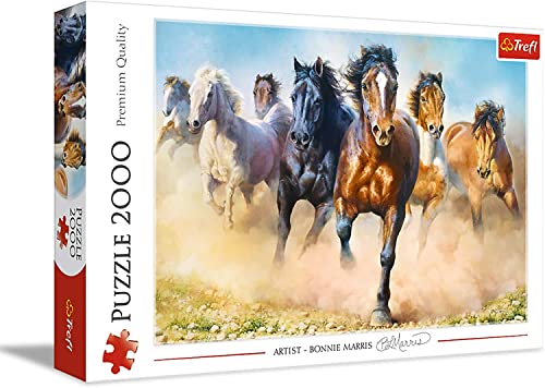 Trefl TR27098 Puzzle, Galoppierende Pferdeherde, 2000 Teile, Premium-Qualität, für Erwachsene und Kinder ab 12 Jahren, Farbig, Galloping Herd of Horses von Trefl