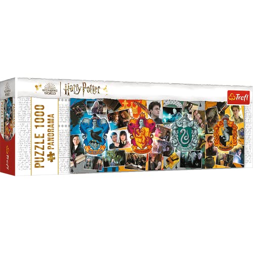 Trefl 29051 Panoramapuzzle 1000 Elemente, Filmfiguren, DIY kreative Unterhaltung Klassische Puzzles für Erwachsene und Kinder ab 12 Jahren, Harry Potter Die Vier Häuser von Hogwarts von Trefl