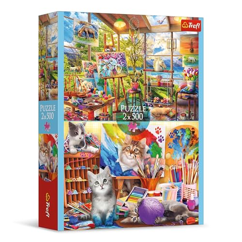 Trefl – 2in1 Puzzle: Die Kunst der Malerei - 2 x 500 Teile - 2er Puzzle-Set, DIY, Kreative Unterhaltung, für Erwachsene und Kinder ab 10 Jahren von Trefl