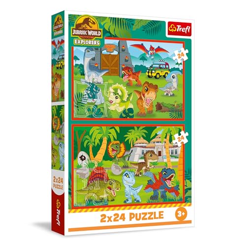 Trefl – 2in1 Puzzle: Jurassic World, Kleine Dinosaurier - 2 x 24 Teile, Set aus Zwei Puzzles für Kinder ab 3 Jahren von Trefl