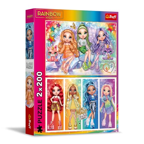 Trefl – 2in1 Puzzle: Rainbow High, Rainbow Dolls - 2 x 200 Teile - 2er-Puzzle-Set für Jugendliche von Trefl