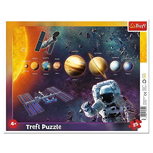 Trefl, Puzzle, Rahmenpuzzle mit Unterlage, 25 Teile, Sonnensystem, für Kinder ab 4 Jahren von Trefl