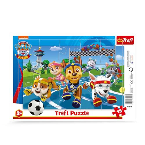 Trefl - PAW Patrol, Hilfsbereite Hunde - Rahmenpuzzle für die Kleinen, 15 Große Elemente, Rahmen und eine Feste Unterlage, für Kinder ab 3 Jahren von Trefl