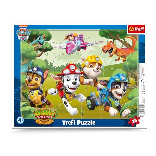 Trefl 31429 PAW Patrol, Hochleistungstricks der Hunde-Rahmenpuzzle für die Kleinen, 25 Große Elemente, Rahmen und eine Feste Unterlage, für Kinder ab 4 Jahren, Mehrfarbig von Trefl