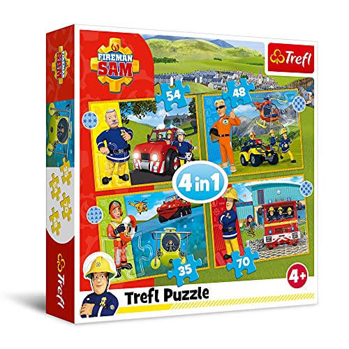 Trefl Feuerwehrmann Sam zur Rettung, 4 in 1 Puzzle (Kinderpuzzle) von Trefl