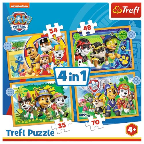 Trefl 34395 4 in 1 Ferien Psi Patrol Puzzle, Bunt, Od 4 LAT von Trefl