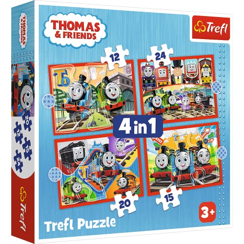 Trefl 34619 Thomas & Friends 3-in-1, 12 bis 24 Teile-Puzzles Märchenfiguren, Verschiedene Schwierigkeitsstufen, für Kinder ab 3 Jahren Kinderpuzzle, Tolle Tom, 3 układanki, 12-24 elementów von Trefl